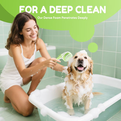 Pet Bath Brush with Shampoo Dispenser, Dog Bath Brush and Grooming Massage Brush for Dogs & Cats, Easy Dog Washing Brush for Short and Long Hair, Coarse and Fine Teeth 2Pcs (Blue)
