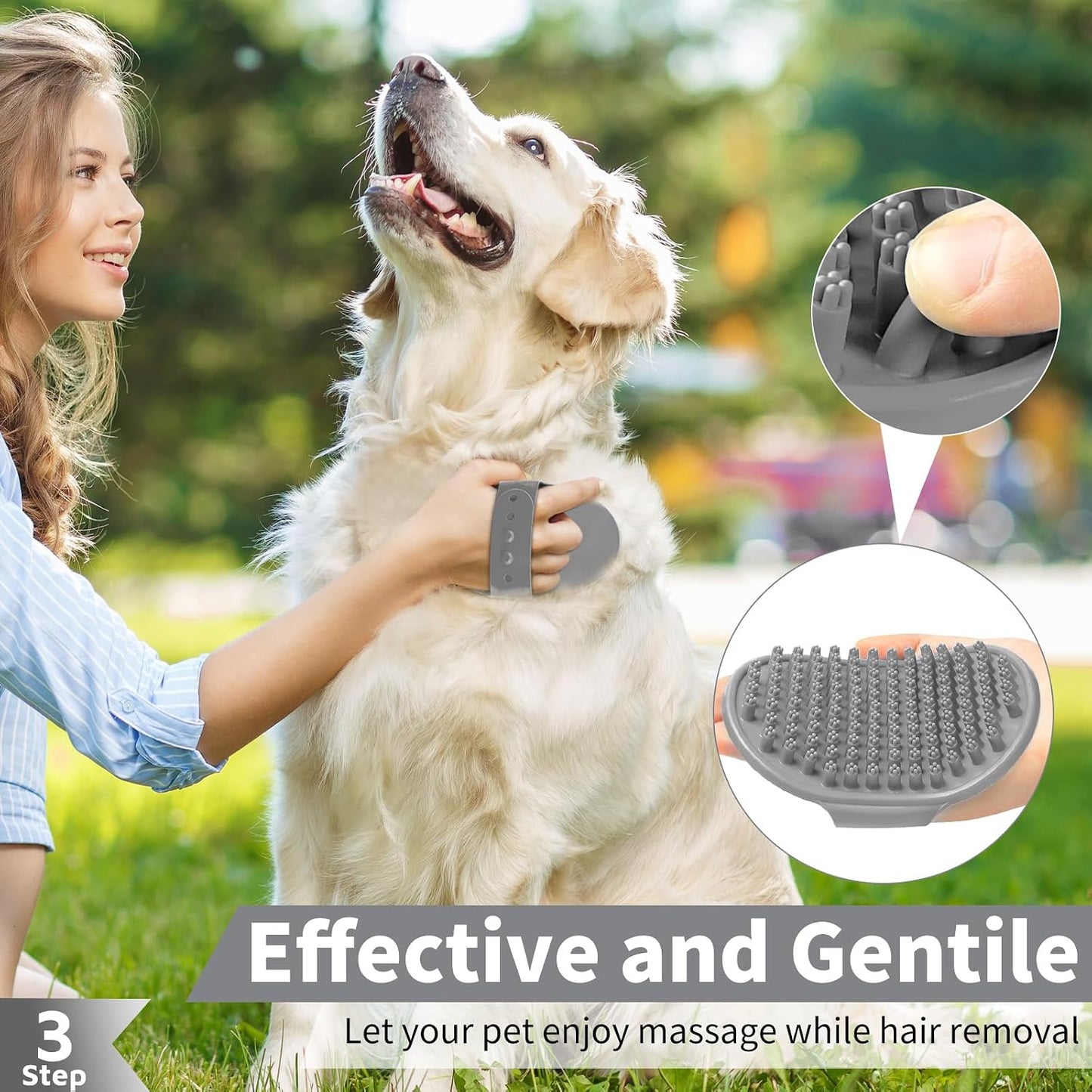 6PCS Dog Bath Brush & Dog Toothbrush | Adjustable Handle Shampoo Brush & Scrubber for Short & Long Haired Dogs & Cats | Effectively Solve Odor & Stain Removal Problems (Black Gray Blue)